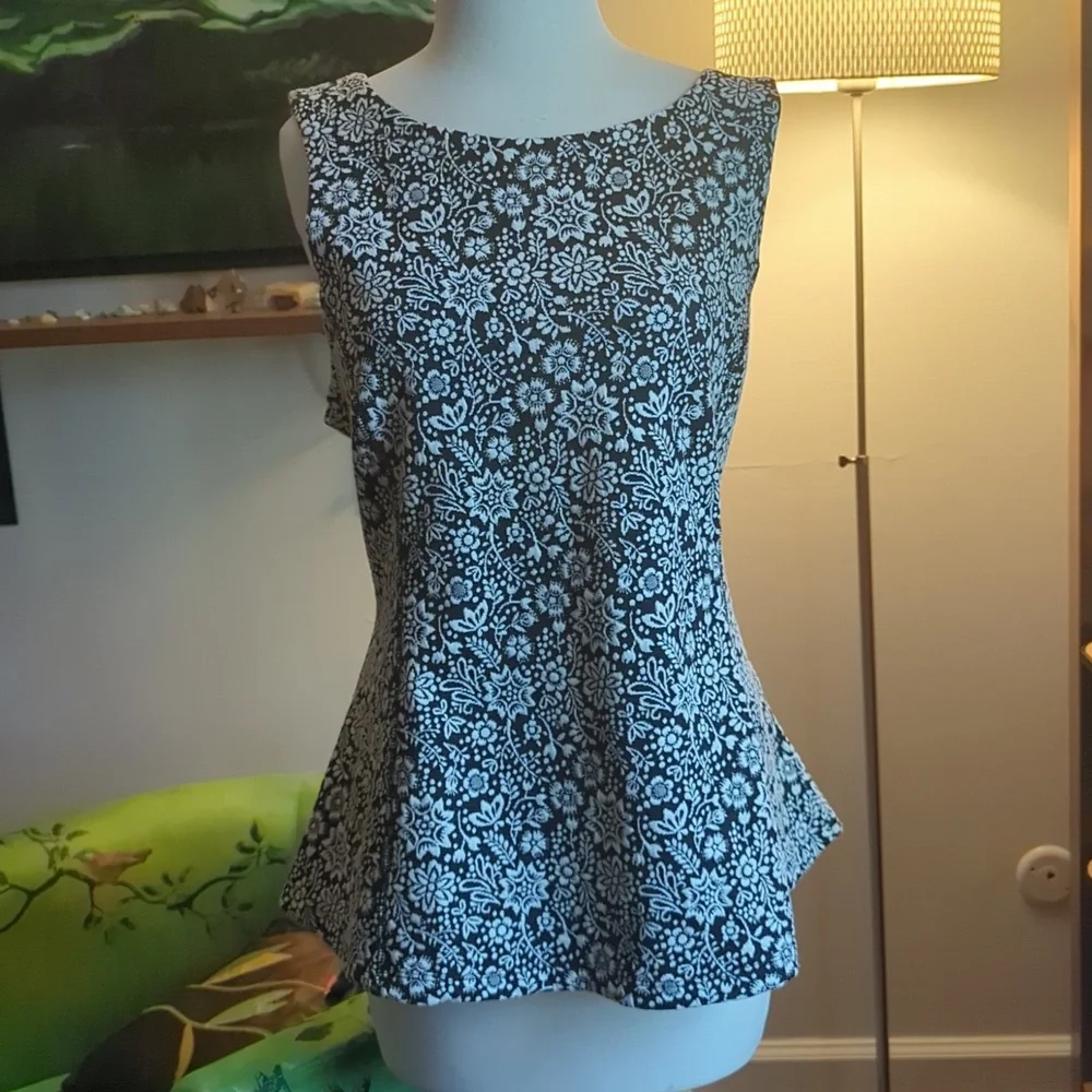 ANTHROPOLOGIE Vanessa Virginia Floral Lace Up Corset Back Sleeveless Top XL - Picture 1 of 9